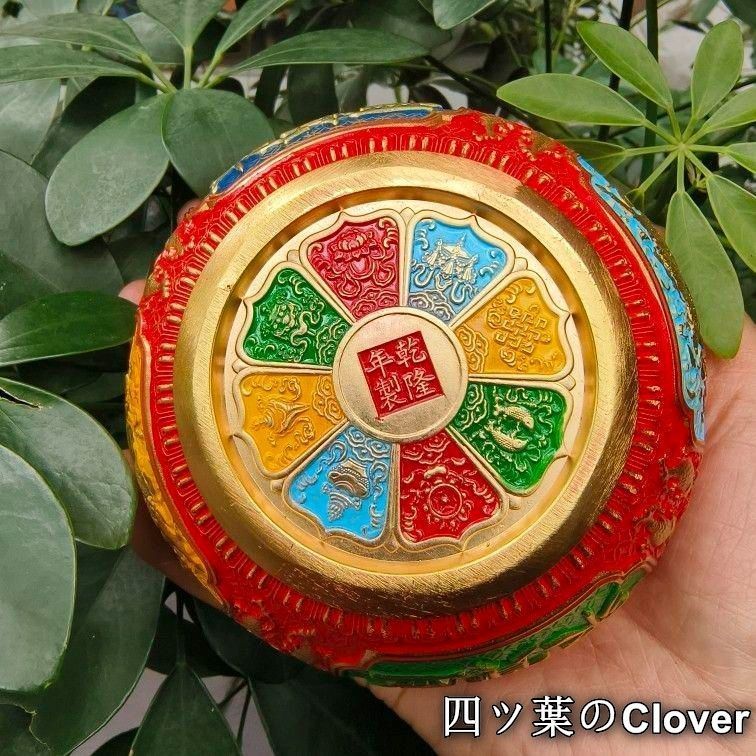美術品・アンティーク・コレクション 銅器 景泰藍聚宝盆 色絵麒麟