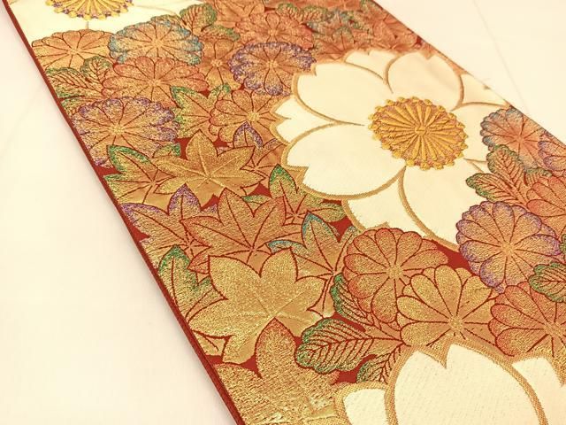 平和屋着物◎六通柄袋帯 唐織 花尽くし 金糸 正絹 逸品