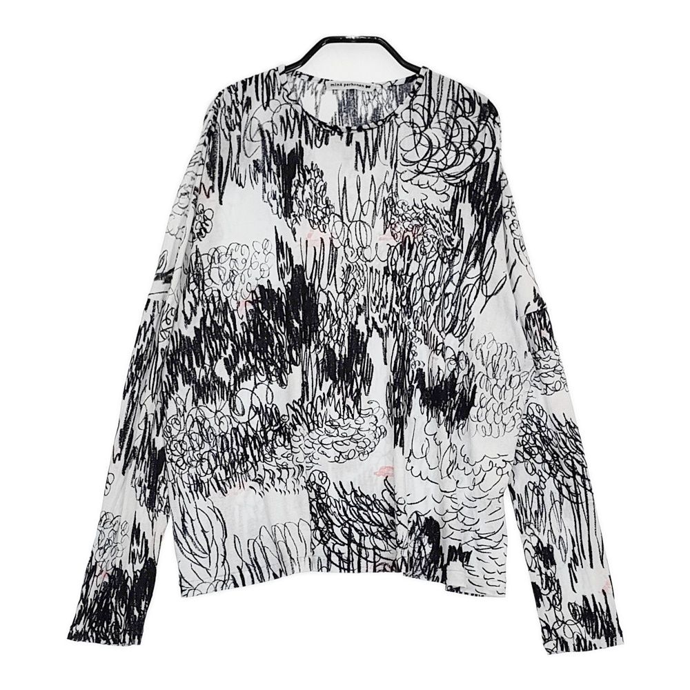 mina perhonen cache-cache 定価30800円 aca8942 36 長袖Tシャツ カットソー 24AW ホワイト ブラック レディース ミナペルホネン 5-0514M♪