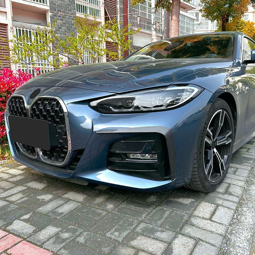 カー用品 メンズ スタイリッシュ BMW 4シリーズ G22|G23 Mスポーツ 2020年以降用 フロントカナード エアロ風刀 ピアノブラック|カーボン調 外装パーツ