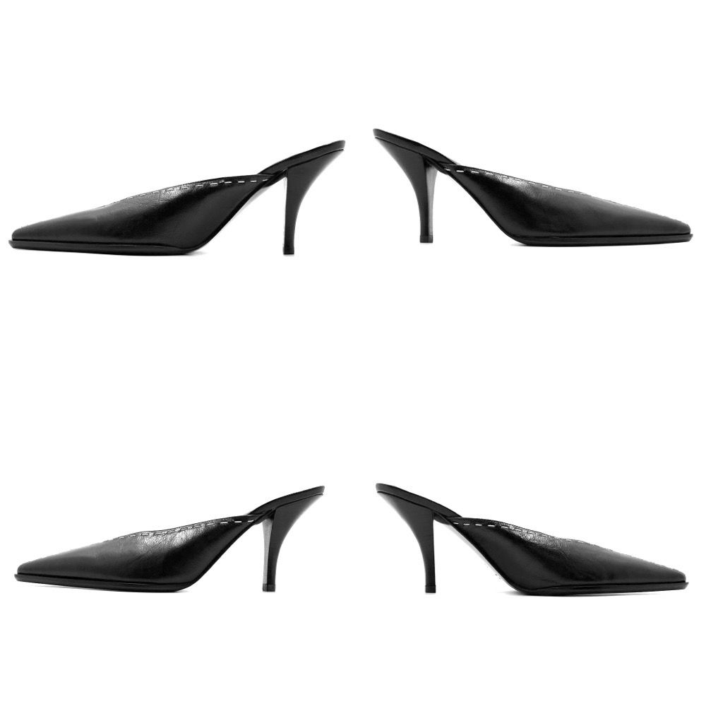 HERMES ポインテッドトゥ ステッチ ミュール パンプス HERMES ポインテッドトゥ ステッチ ミュール パンプス