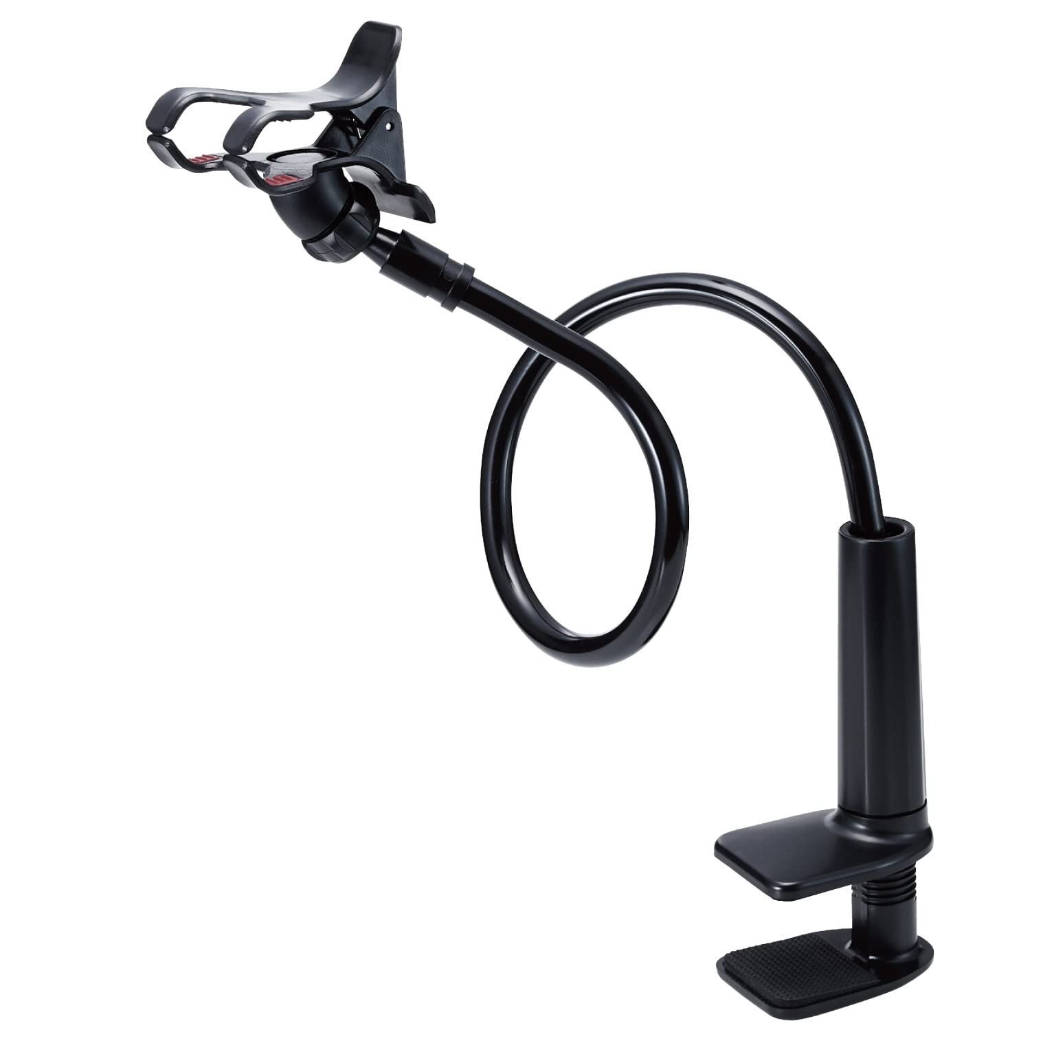 エレコム スマホ用スタンド アーム型 全長80cm 自由に曲がる 4.6~6.9インチスマホ対応 ブラック PWDSLARM80BK