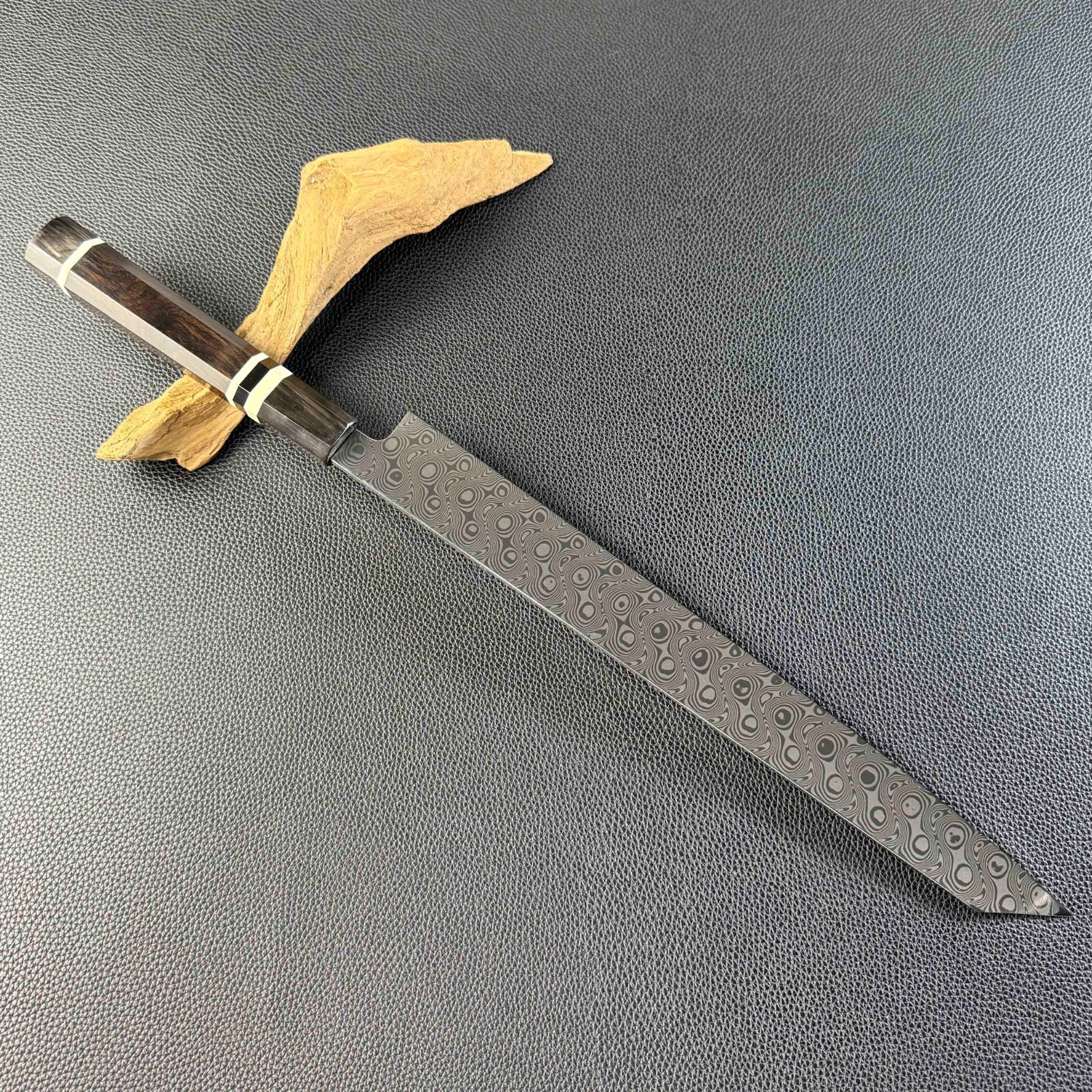 切付柳刃包丁 尺一（刃渡り330mm）ダマスカス鋼 本刃付け 和包丁 刺身
