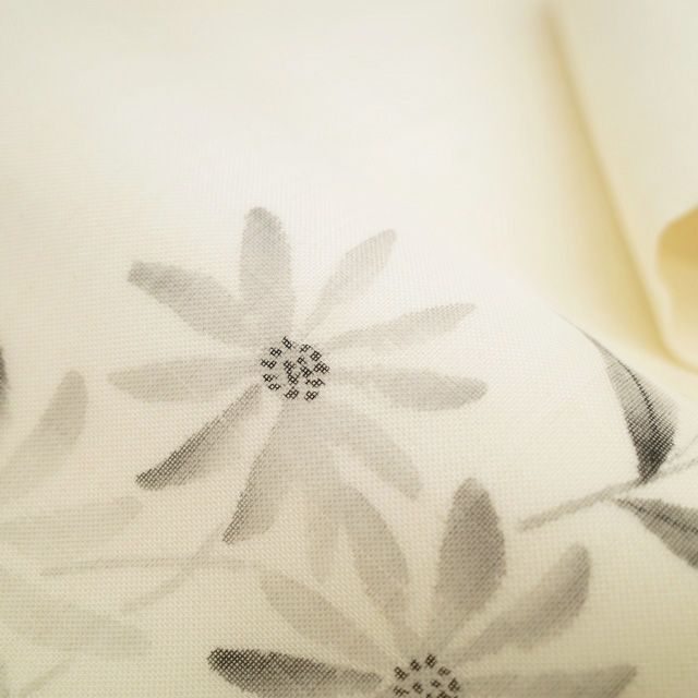 美品！紗紬＊手描き＊墨絵風＊ベージュ＊長尺＊夏物＊なごや仕立帯＊３６８ｃｍ 夏帯 名古屋帯 紗紬 手描き 草模様に蛍柄 ほたる 生成色 O-5096