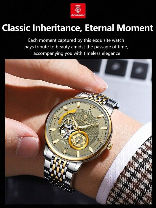 腕時計 メンズ 機械式 1個 メンズカジュアル ステンレススチール 自動巻き トゥールビヨン機械式腕時計 防水発光男性用腕時計 ビジネスマン向け仕事用 メンズギフト