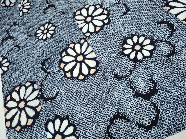 平和屋着物∴夏物　浴衣　有松鳴海絞り　菊唐草文　綿　逸品　CAAW0912ng 平和屋着物∴夏物 浴衣 有松鳴海絞り 菊唐草文 綿 逸品 CAAW0912ng