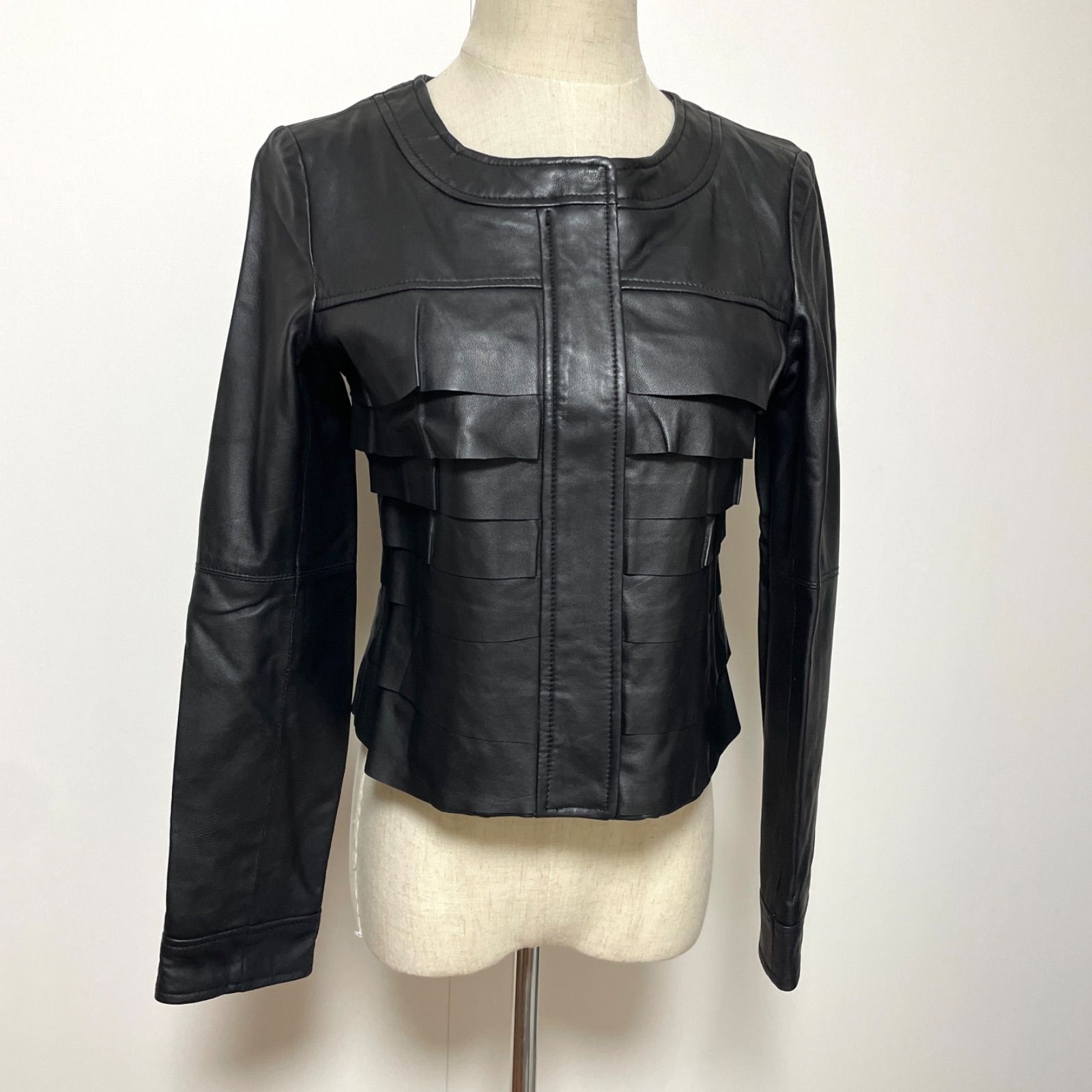 LOUNIE ルーニィ ラムレザー ブラック ジャケット 38