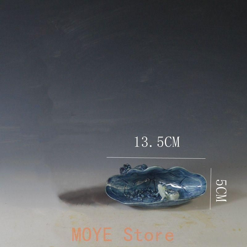 鯖蓮葉蛙式筆洗 書道具 文房具 現代工芸品 美術品 置物 鯖蓮葉