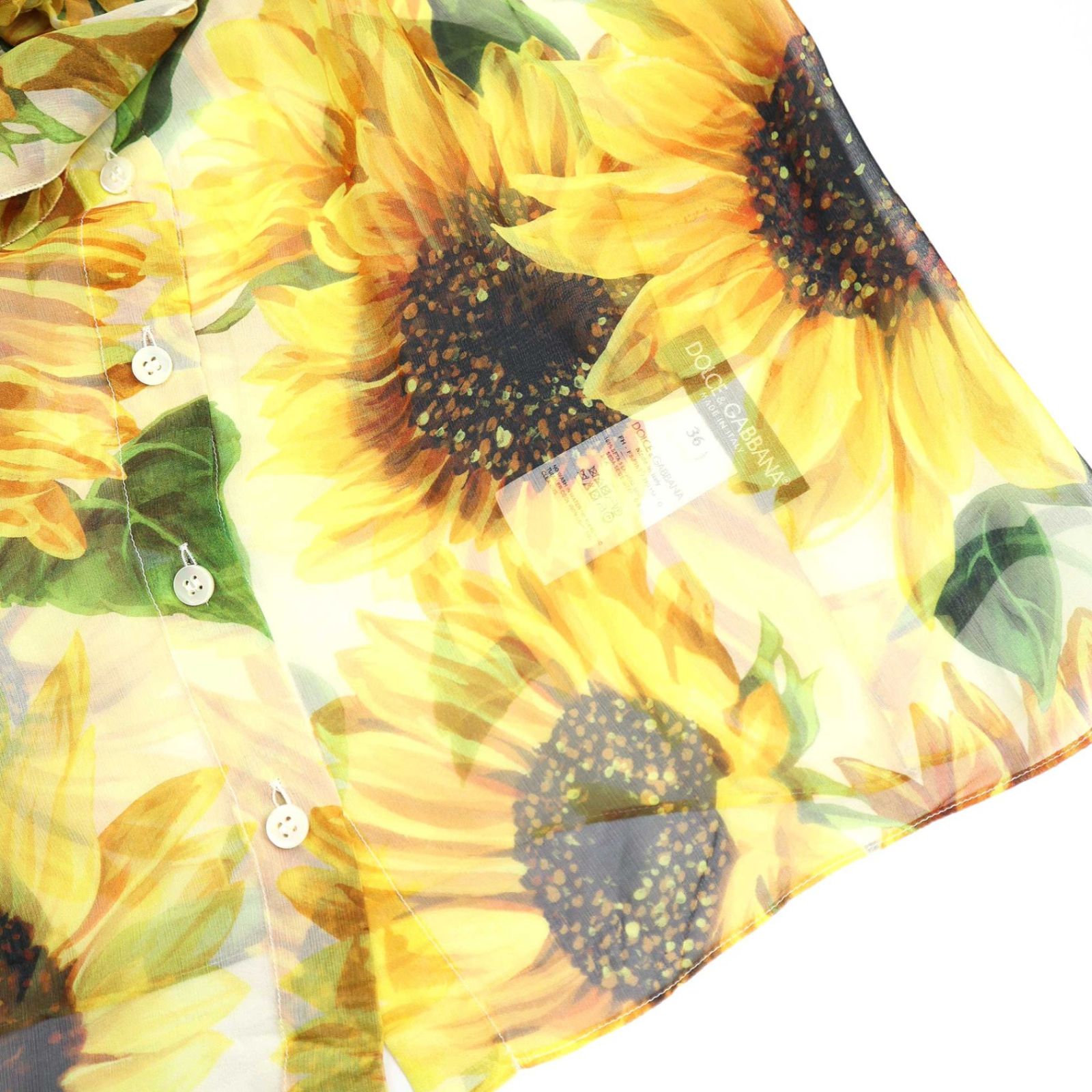 DOLCE&GABBANA ボウタイ シアーブラウス シルク 花柄 イタリア製 DOLCE&GABBANA ボウタイ シアーブラウス シルク 花柄 イタリア製
