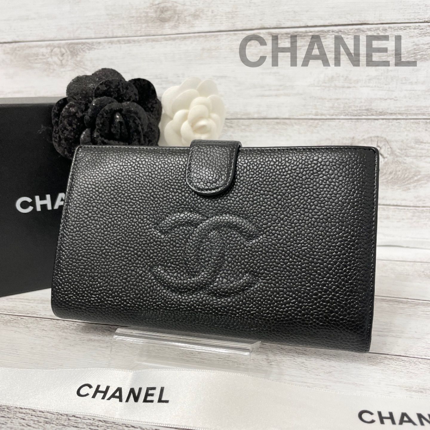 CHANEL✨シャネル✨キャビアスキン✨がま口✨フラップ✨長財布 - メルカリ