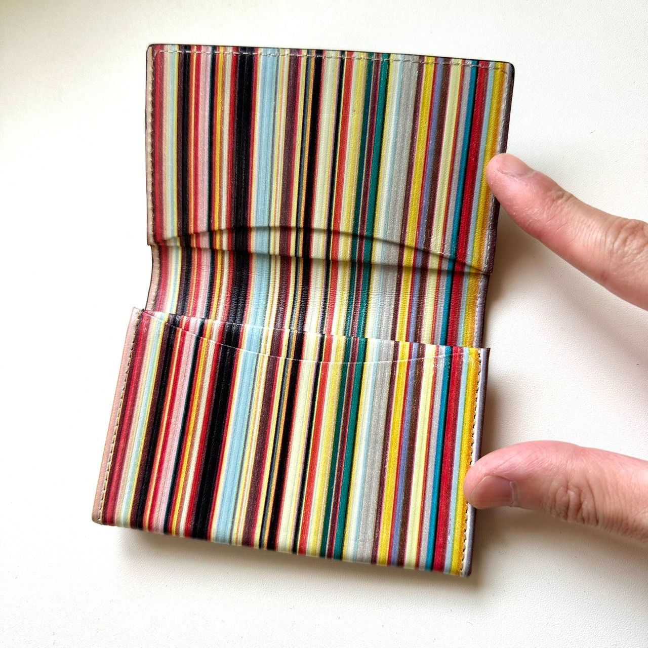 ポールスミス Paul Smith 名刺入れ マルチストライプ ダークブラウン
