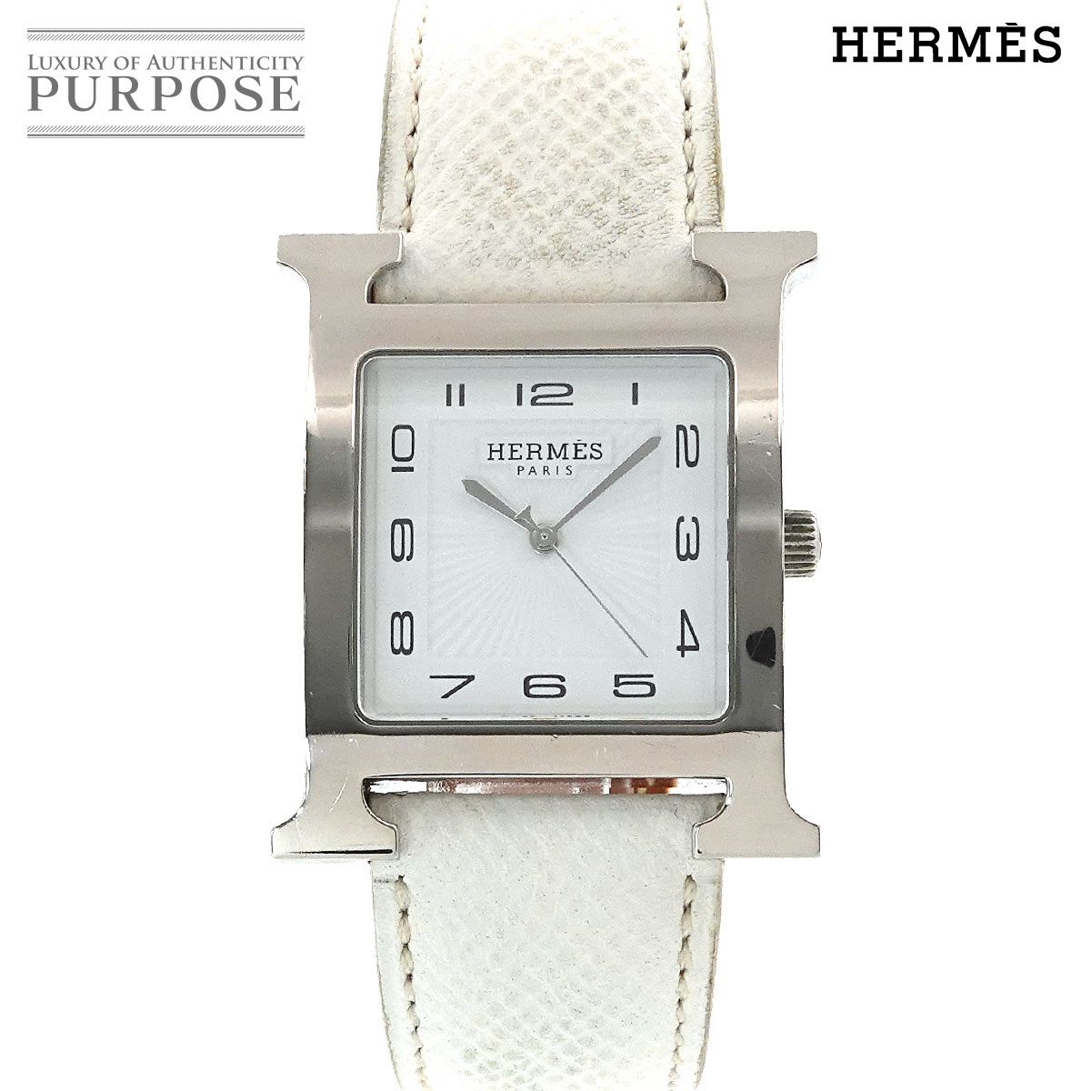 エルメス HERMES Hウォッチ HH1 810 メンズ 腕時計 デイト ホワイト 