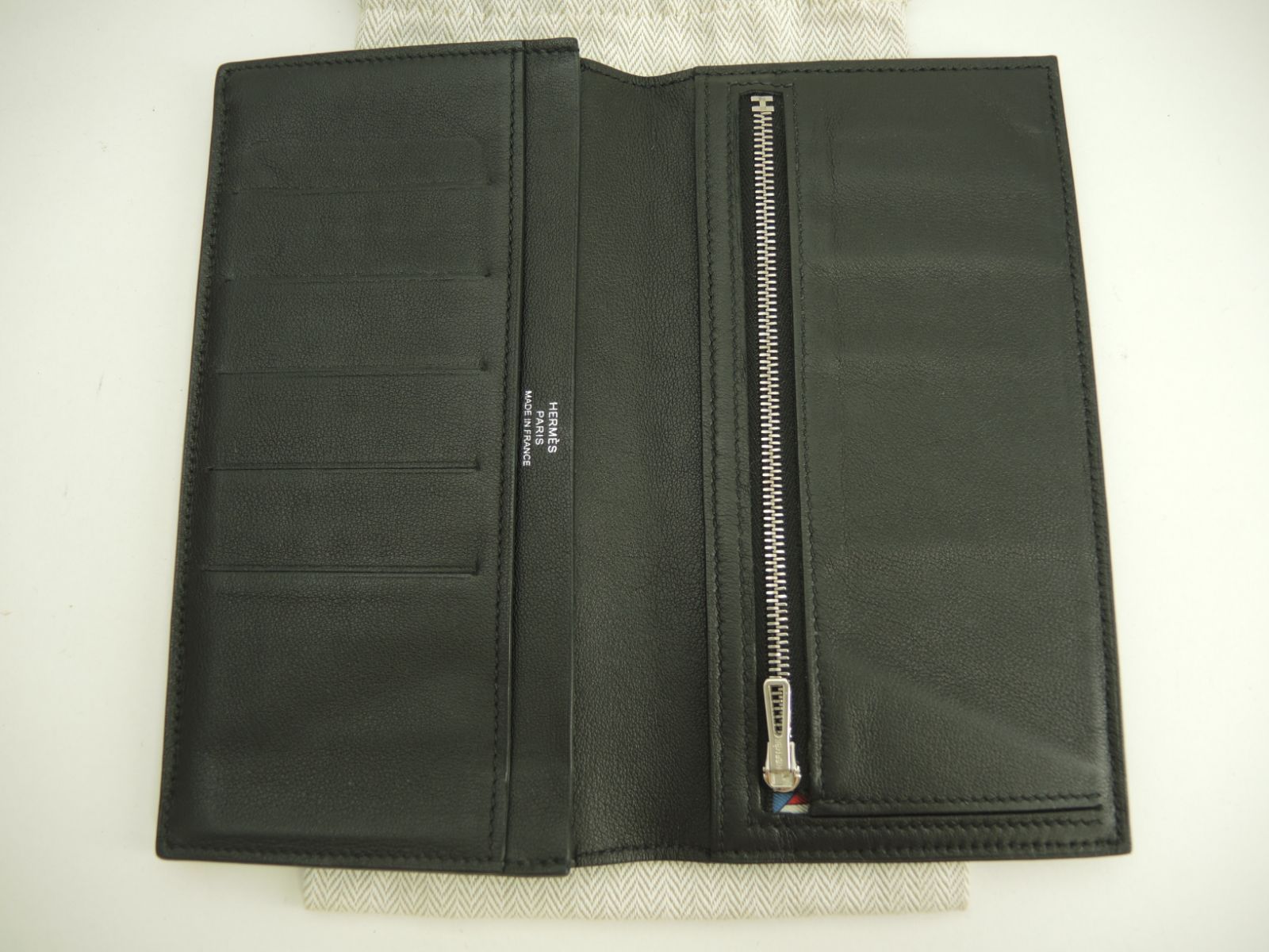 【未使用】エルメス シチズンツイルロング ヴォースイフト 二つ折り長財布 エルメス シチズンツイルロング スイフトレザー 黒 ロングウォレット 2