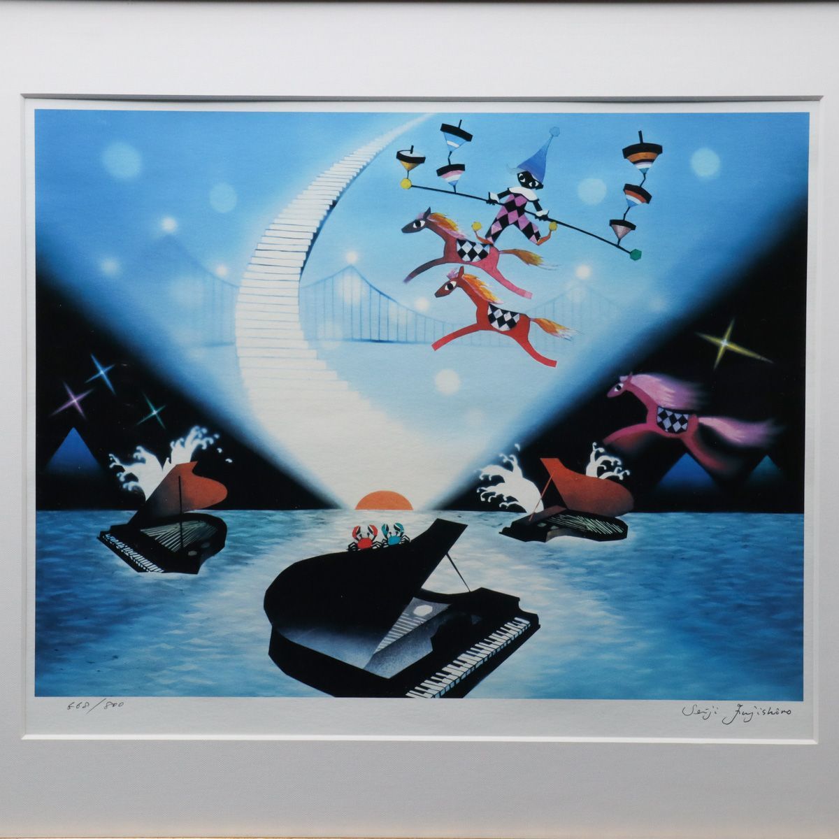 藤城清治「日の出のプレリュード」 ダイヤモンドスクリーニング □藤城清治 【日の出のプレリュード】 ダイヤモンドスクリーニング