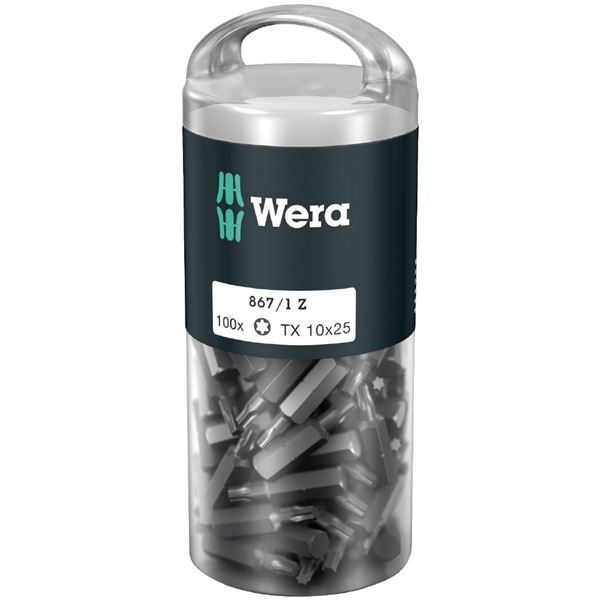 WERA ヴェラ 100本入 トルクスネジ用 ドライバービット 差込6.35mm 刃先サイズTX10 全長25mm 072446 工具 作業工具 ツール DIY
