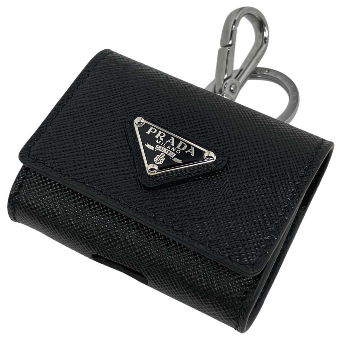 プラダ PRADA ロゴプレート イヤフォンケース キーホルダー キーリング 