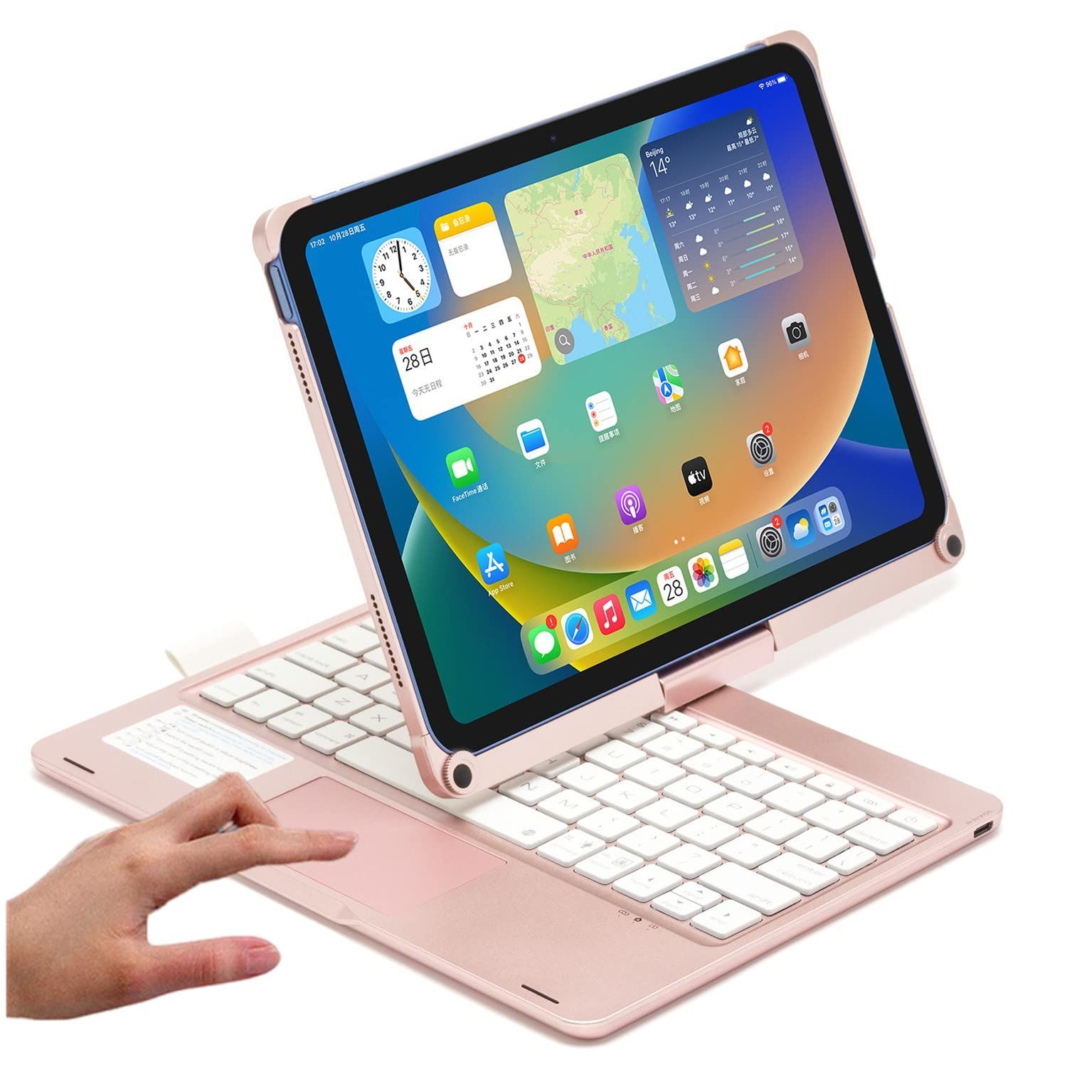 iPad9/iPad8/iPad7/Air3/Pro10.5_ローズ金 360度回転式 iPad 9世代 