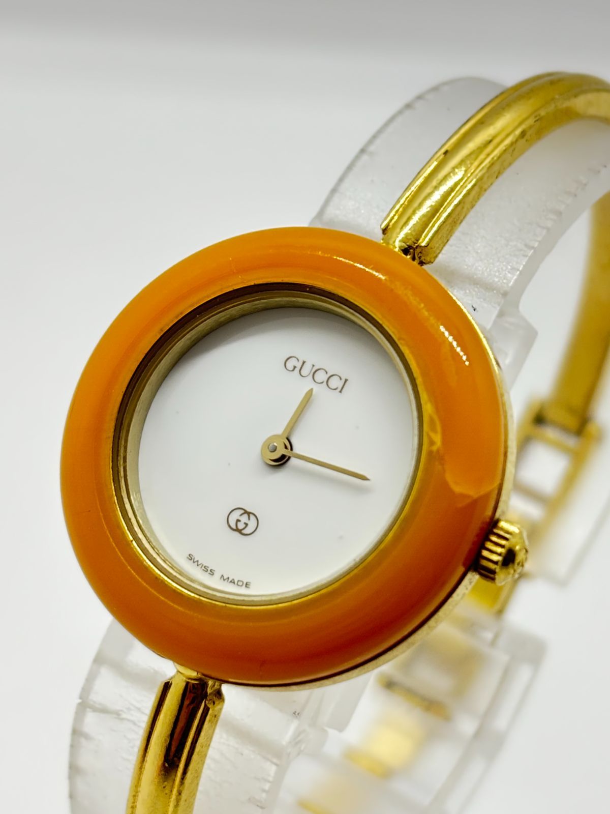 稼働品】GUCCI Change Bezel グッチ チェンジベゼル ホワイト