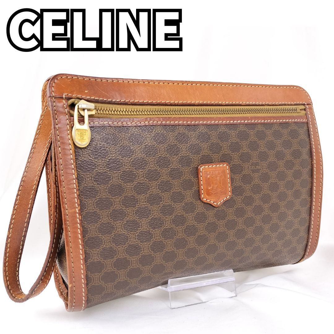 セリーヌ クラッチバッグ セカンド トリオンフ マカダム レザー 革 黒 孤高の一作✨】 CELINE セリーヌ クラッチバッグ セカンドバッグ