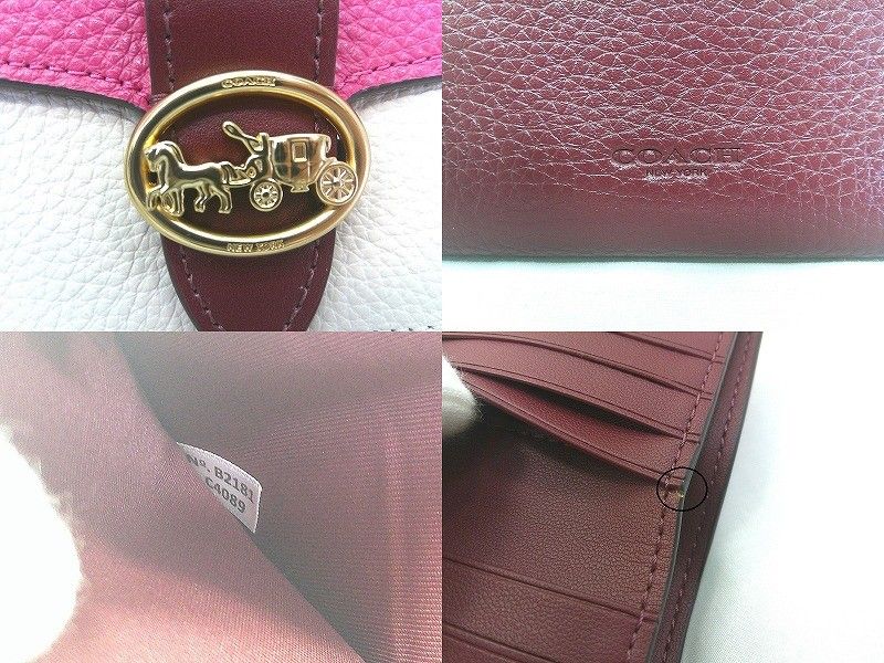 s25g-A535k【中古】COACH コーチ　IE SMALL WALLET ジョージー スモール ウォレット　二つ折り財布　レザー　C4089　箱なし s25g-A535k【中古】COACH コーチ GEORGIE SMALL WALLET ジョージー