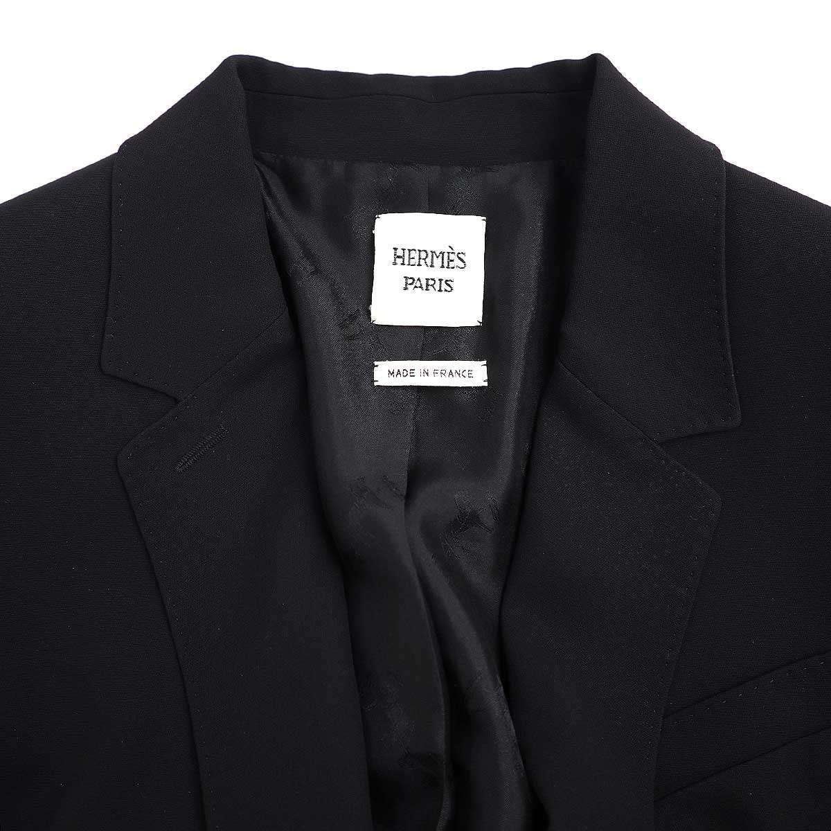HERMES エルメス 1Bシルクテーラードジャケット ブラック 44