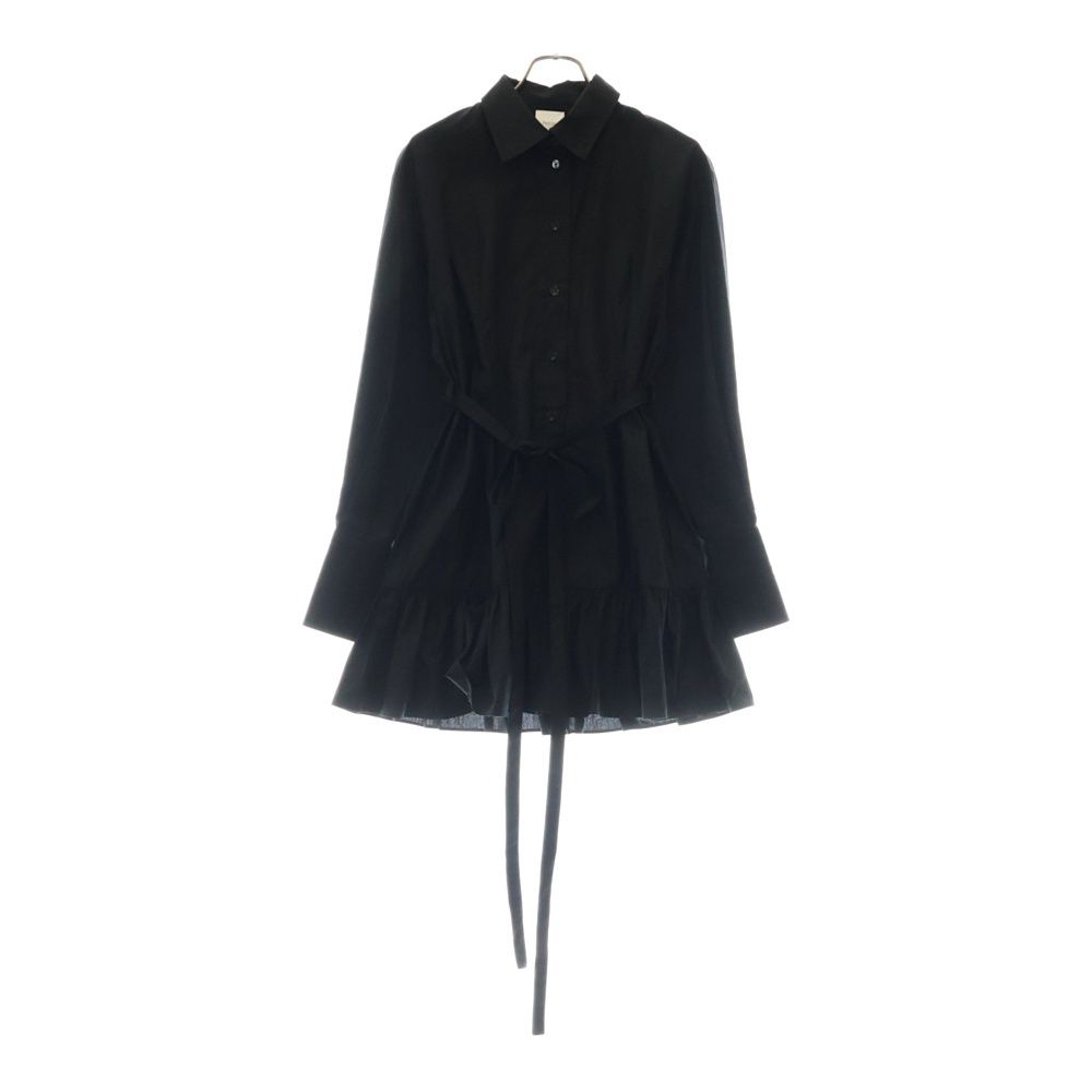 PATOU パトゥー Ruffle mini shirt dress ベルト付 フリル ミニシャツドレス ブラック レディース DR1360017999B