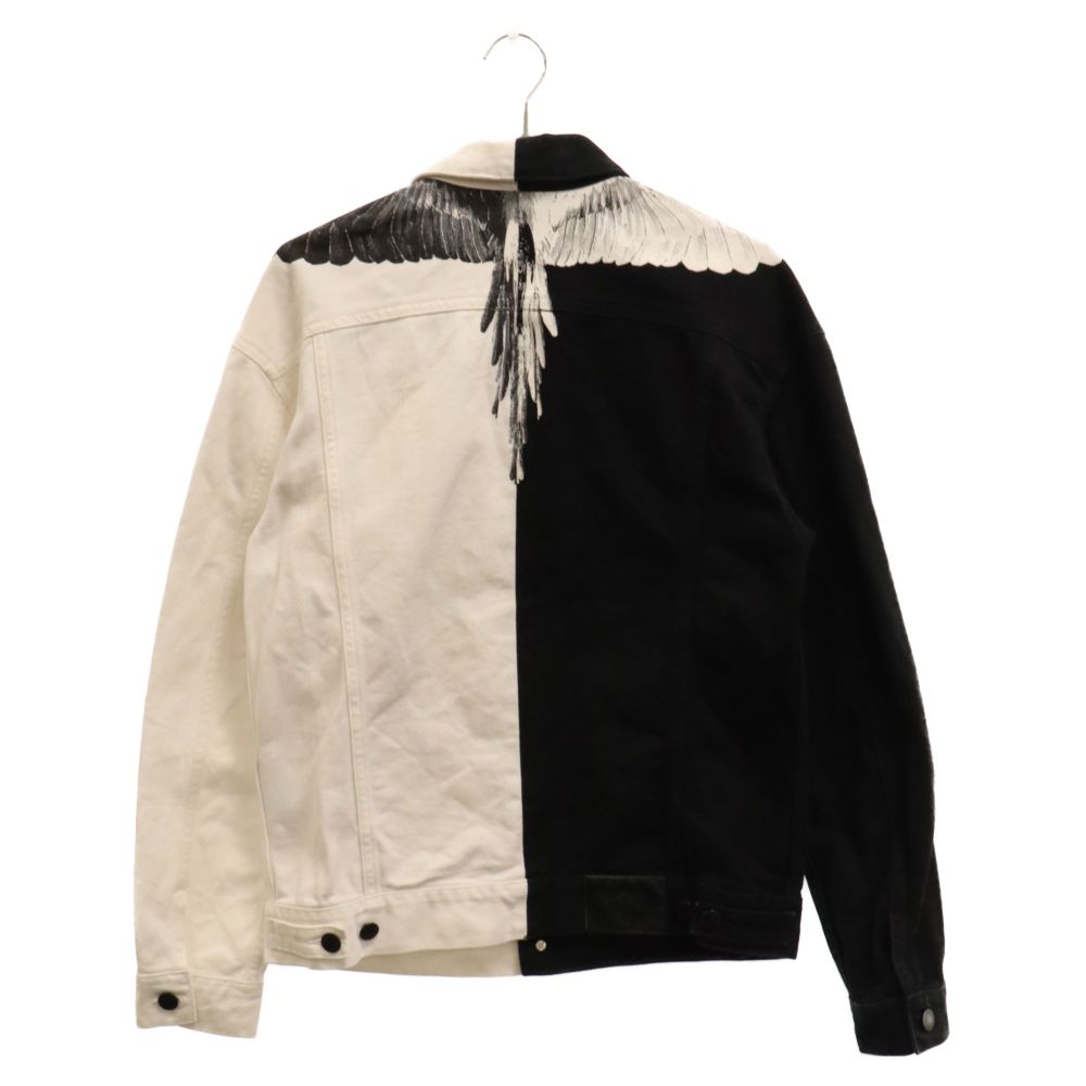 美品✨Marcelo Burlon デニムジャケット アシンメトリー MARCELO BURLON (マルセロバーロン) フェザープリント バイ