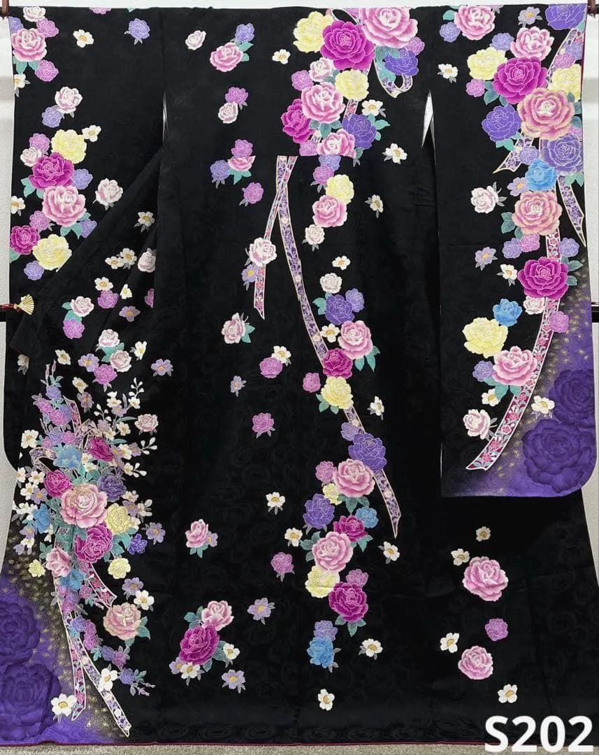 振袖 刺繍 金彩 銀彩 薔薇 ふくれ織紋意匠 S202