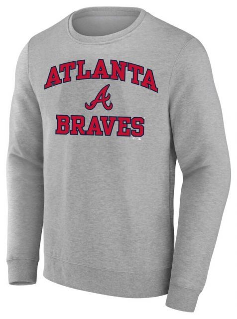 【送料無料】 ファナティクス レディース Tシャツ トップス MLB Adult Atlanta Braves Grey Big and Tall 'Heart N Soul' Fleece Crewneck T-Shirt