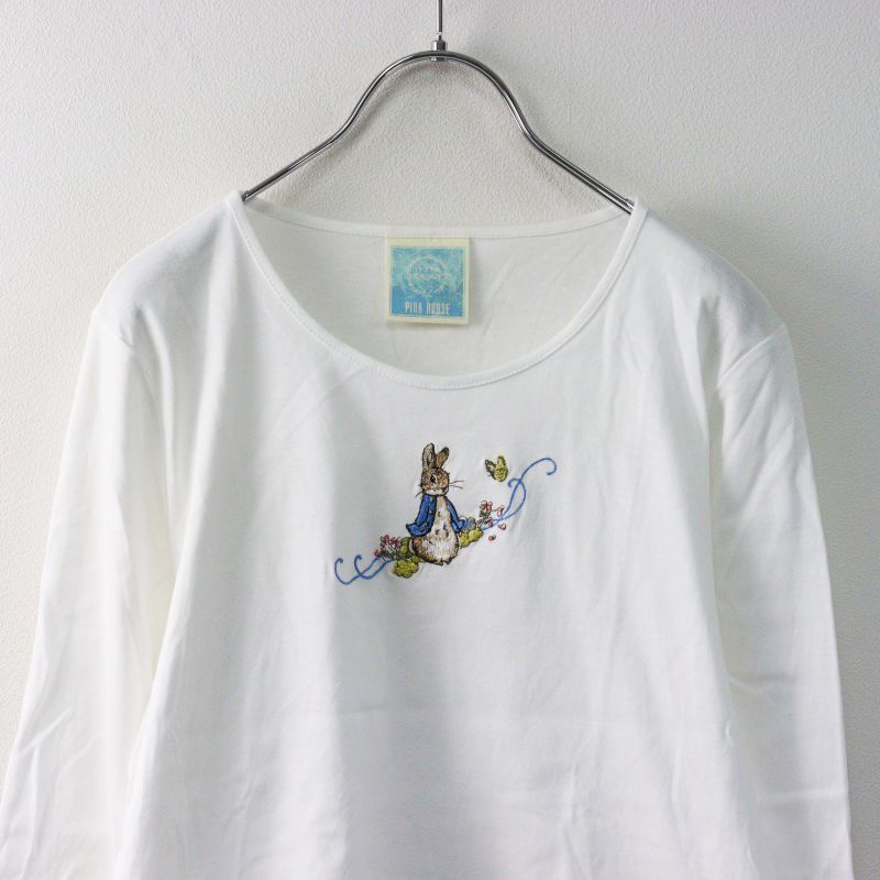 極美品　ピンクハウス　ロングTシャツ　ラビットプリント ピンクハウス PINK HOUSE ピーターラビットコラボ 刺繍 長袖T