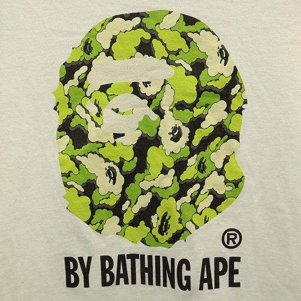 A BATHING APE アベイシングエイプ 半袖 Tシャツ 新品同様 サイズ:XS  ホワイト  レディース  トップス カモフラ A BATHING APE - アベイシングエイプ 日本製 ロゴプリント 半袖