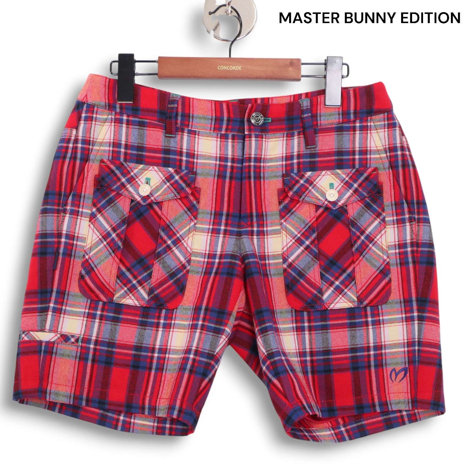 新品 マスターバニー パーリーゲイツ 赤黒チェック ゴルフパンツ