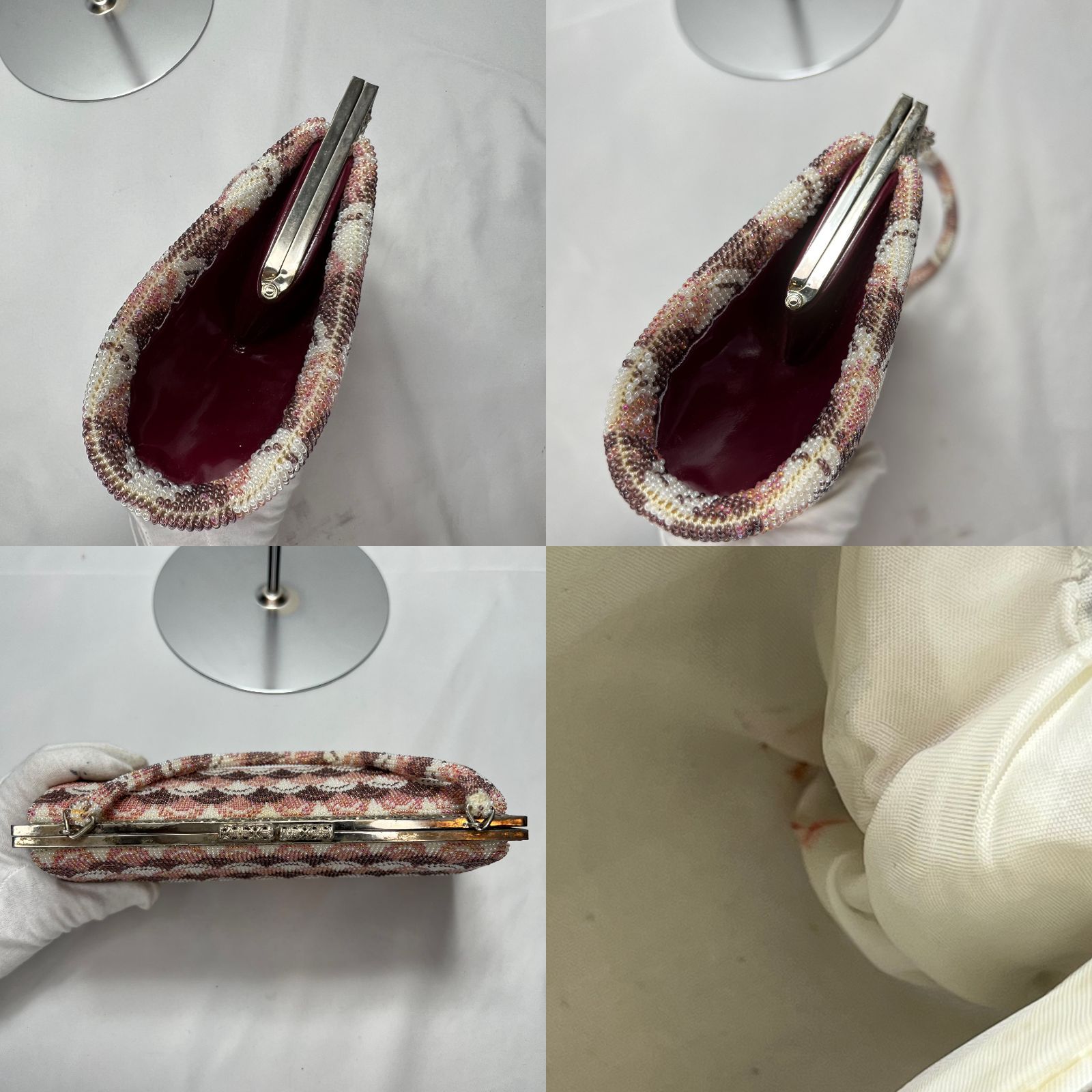 和装小物　ビーズバッグ　総ビーズ　ハンドバッグ　財布付き　鏡付き　アンティーク 和装小物 ビーズバッグ 総ビーズ ハンドバッグ 財布付き 鏡付き