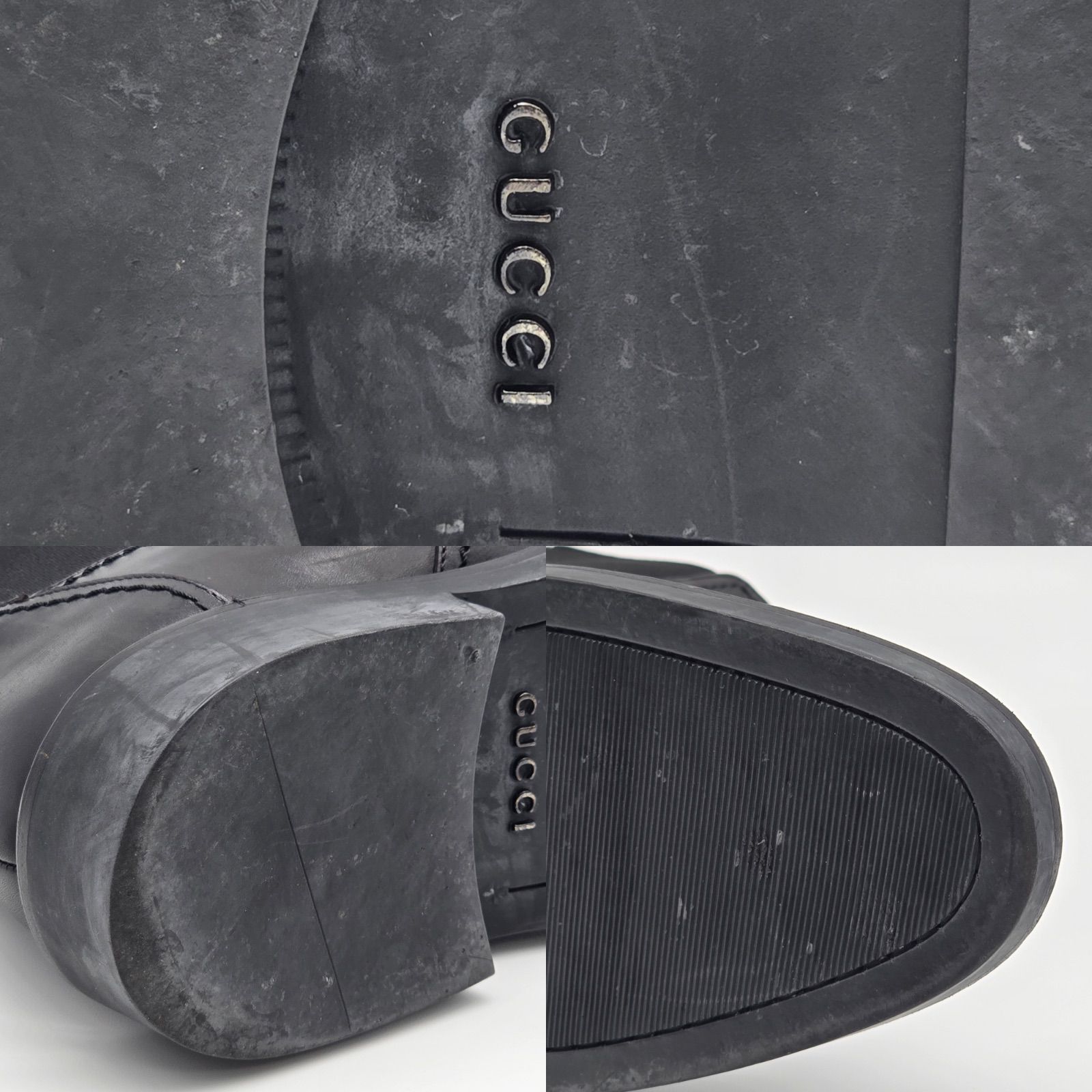 【送料無料】GUCCI グッチ ヴィンテージ サイドゴアブーツ 黒 希少品 GUCCI グッチ 101763 レザー サイドゴア ブーツ 8 1/2D 27.5