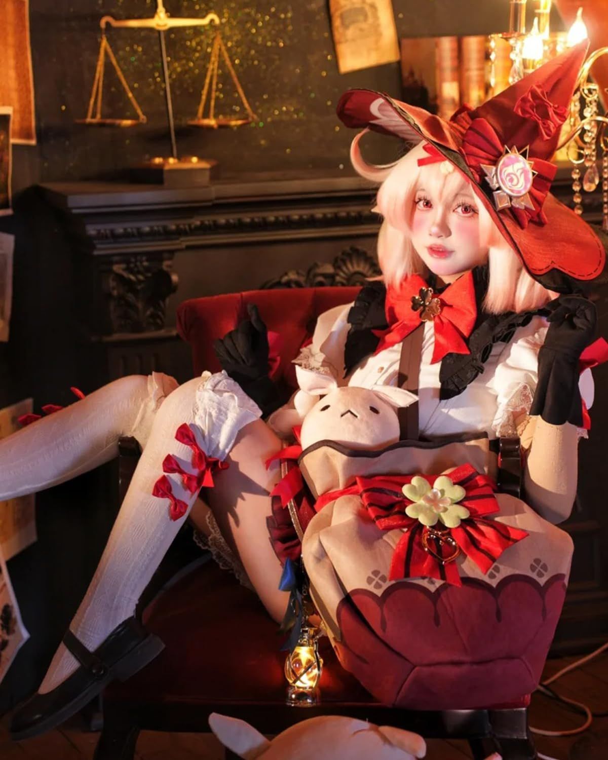 五次元 精巧 高品質 クレー コスプレ ウィッグ付き 星燭に揺れる爛花 原神 コスプレ衣装 フルセット コスチューム 大人用 仮装 文化祭 Genshin Klee BJ0927ML04