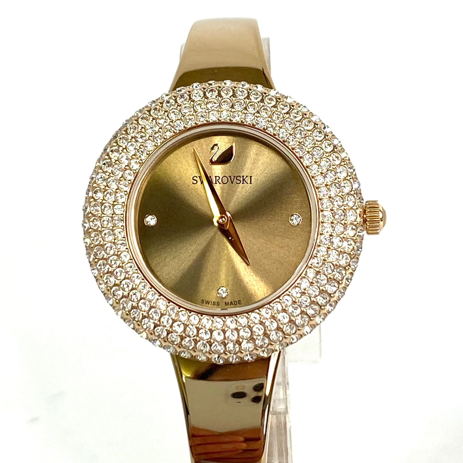 希少】Swarovski スワロフスキー 腕時計 ゴールド ストーン ベゼル