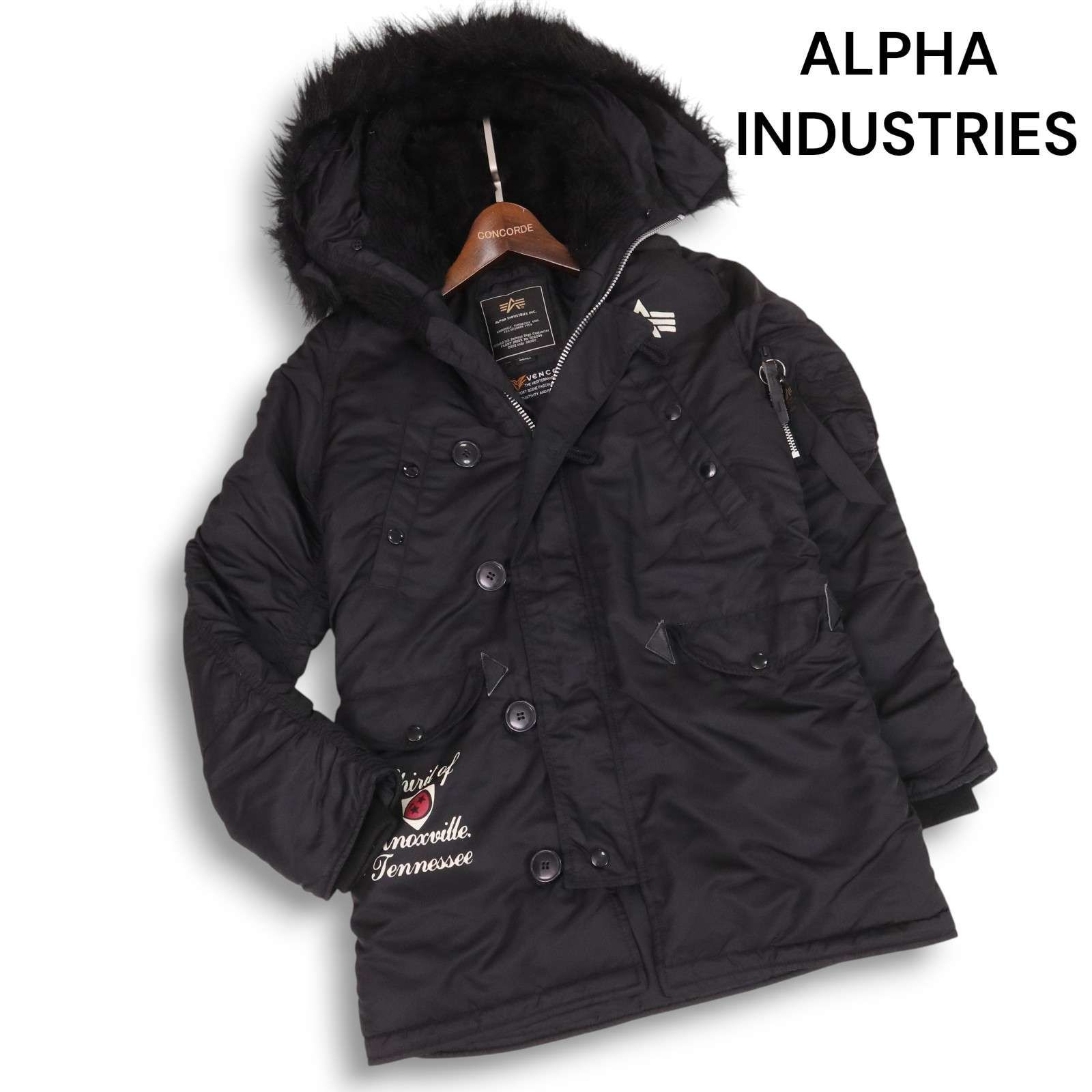 ALPHA INDUSTRIES アルファ 50th 50周年記念モデル N-3B ミリタリー フライト ジャケット モッズコート Sz.S レディース 黒