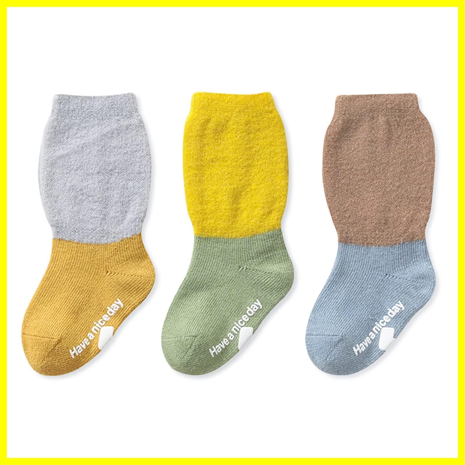 【限定商品】ソックス 滑り止め ベビー 冬 綿 靴下 赤ちゃん 柔らかく3足セット [HOOMCOOM]