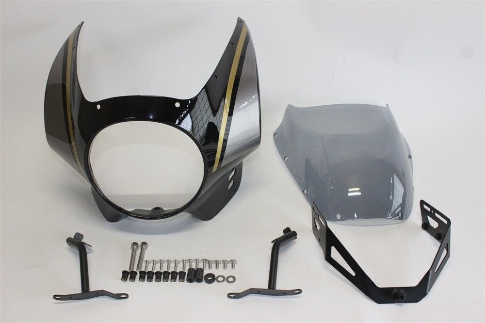 XSR 900 XSR900 xsr900 2025 以降 ビキニカウル フロントカウル 黒艶あり - ライトスモーク スクリーン-ステー セット