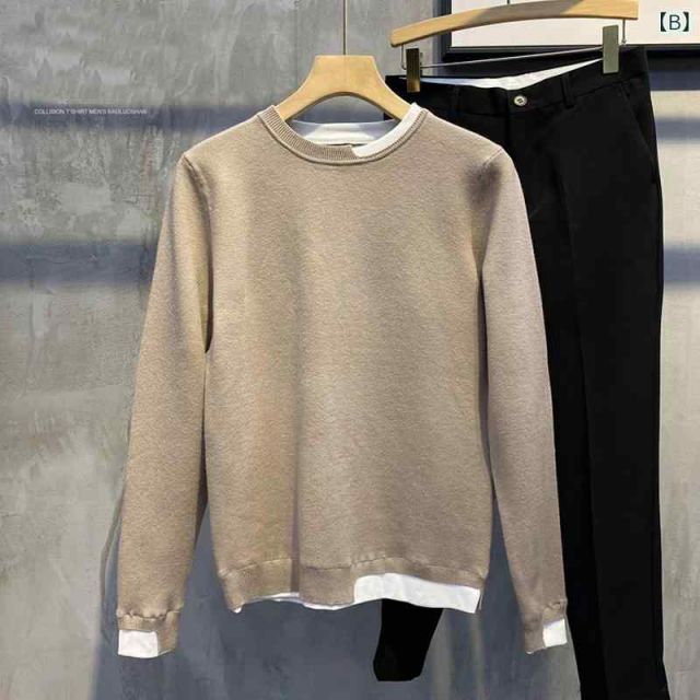 種類11：3XL/F：LR#Q7 ブラック 秋冬 コーデ メンズ  服 シンプル ファッション オシャレ 大人 かっこいい 大きいサイズ ストリート 紳士服  フェイク ツーピース セーター スリム ニット トップ OUTFITS７ この冬の本命アイテム「今っぽ」着こなしコーデ｜LOUNIE
