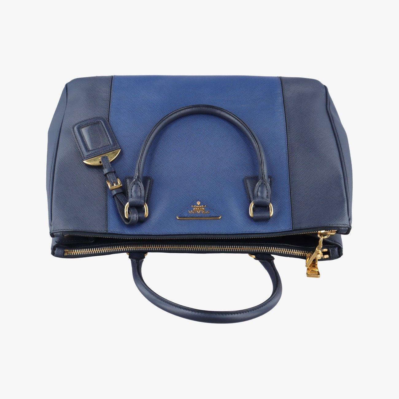 PRADA ネイビー レザー サフィアーノ プラダPradaガレリアブルー×ネイビーサフィアーノレザーB2274C14