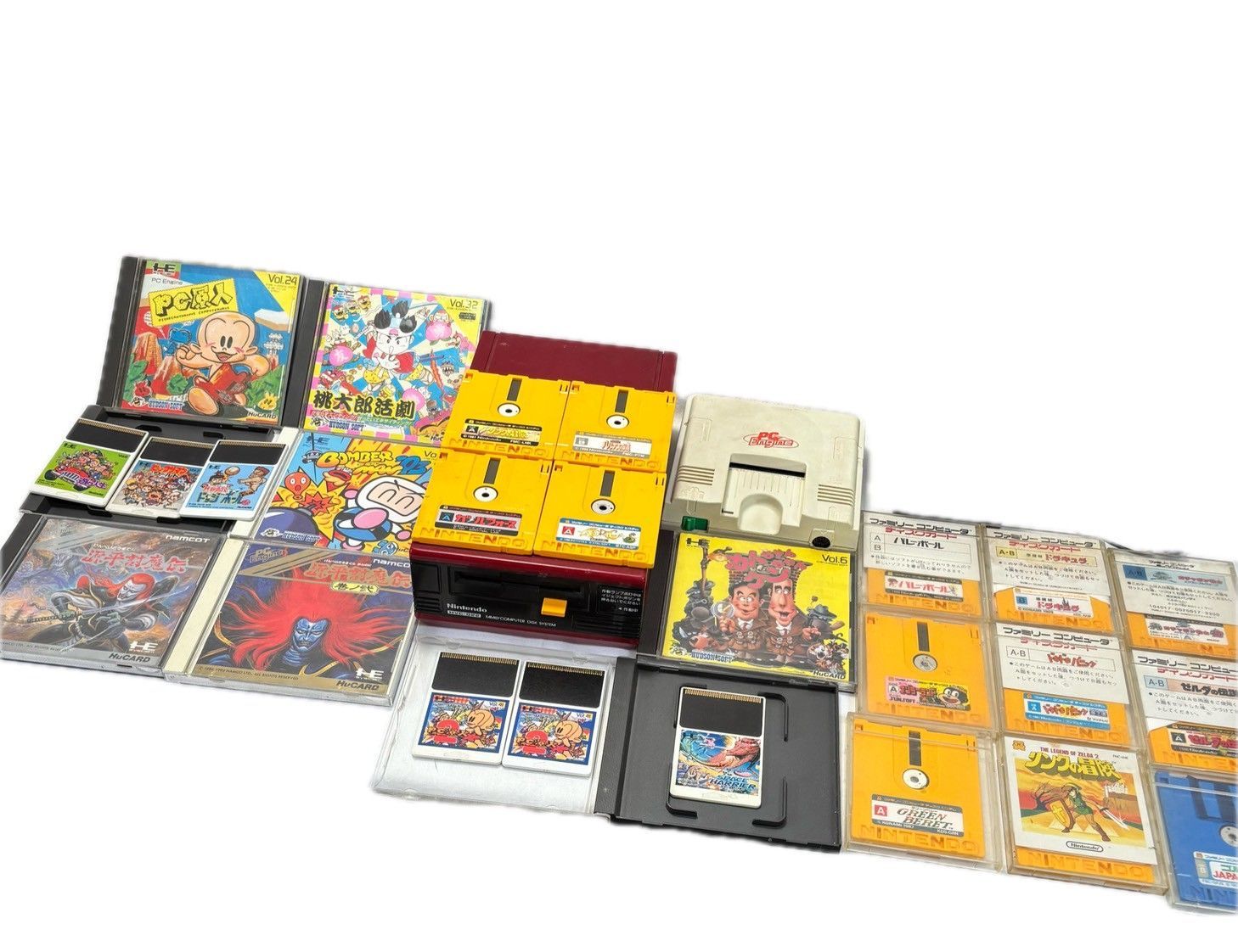 レトロセット ファミコンディスクシステム本体|ソフト13本|PCエンジンHuCARD多数|動作未 |No.776