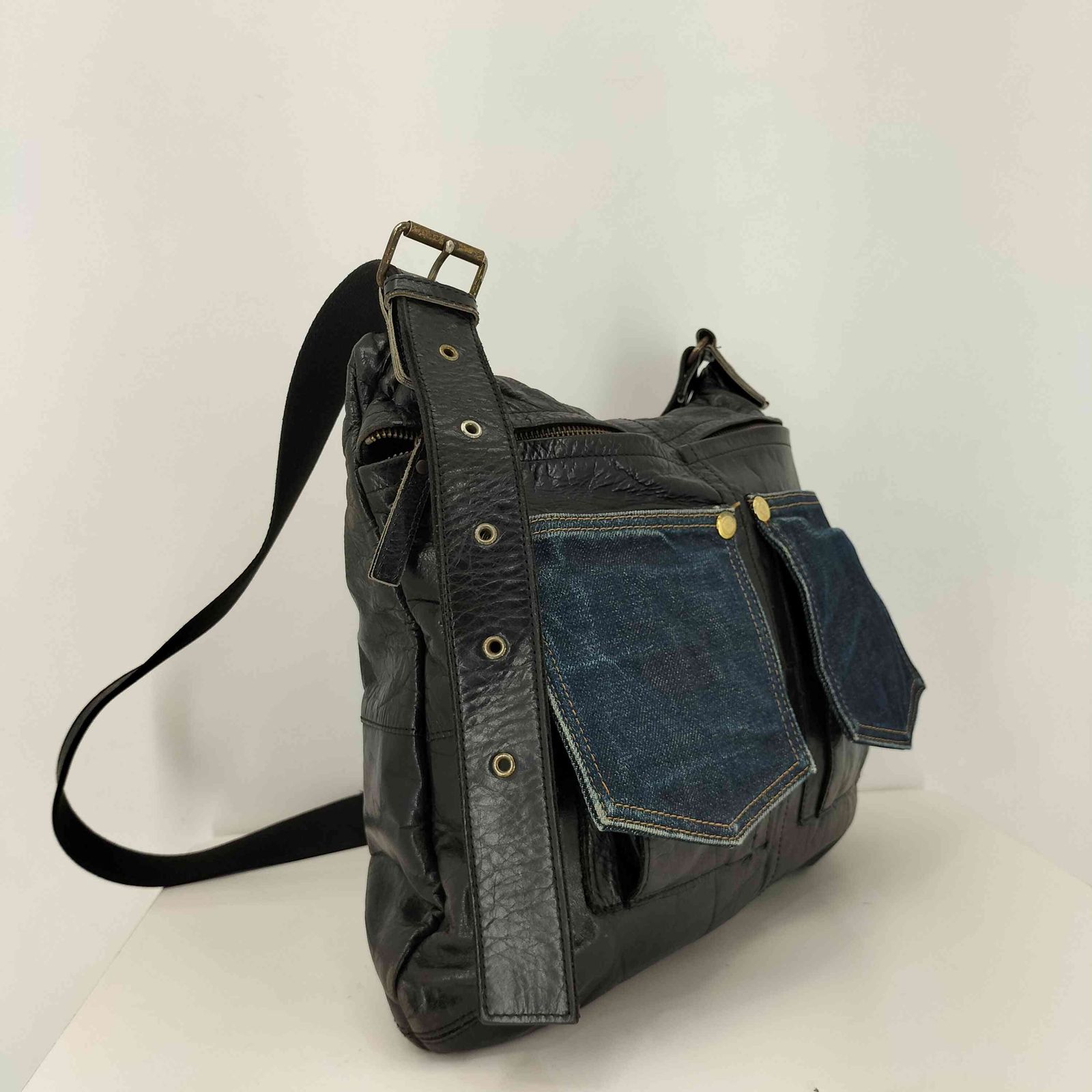 エヴィス EVISU デニムポケット レザーショルダーバッグ メンズ 表記無 