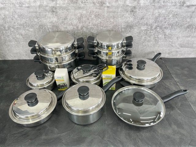 Amway Queen アムウェイクイーン MULTI-PLY 蓋付き 両手鍋 片手鍋 蒸し器 フライパン 鍋 調理器具 8点セット おまけ付き|301457