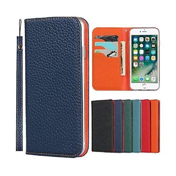 レザー アクオス R5Gケース SH-51A 本革 Aquos R5Gスマホケース SHG01 (ライチ紋本革-ネイビ 03-AQUOS R)