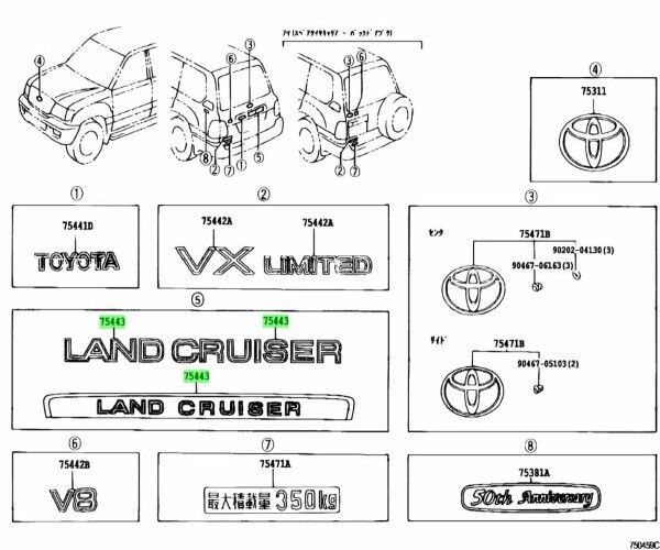 トヨタ 純正 ランドクルーザー 100 バックドアネーム プレート NO.3