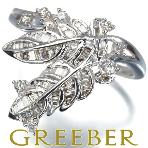 GSTV リング ダイヤ ダイヤモンド 0.40ct 2種カット リーフ 16号 K18WG  