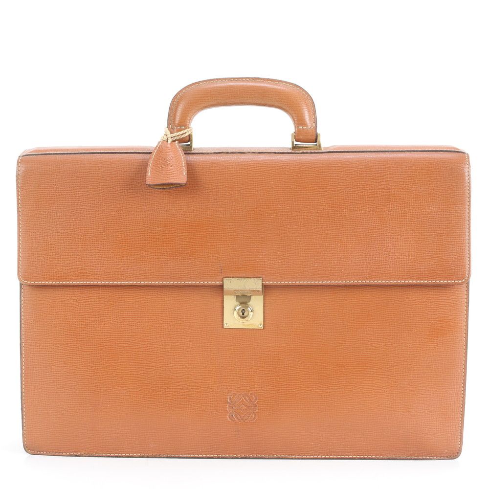 ロエベ アナグラム レザー ビジネス バッグ 書類鞄 ブリーフケース トート 通勤 ブラウン 茶色 A4 メンズ EUE CW45-6