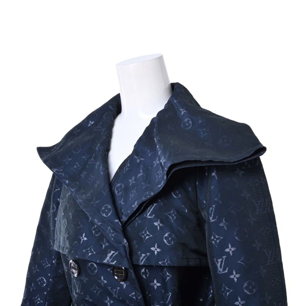 【未使用級】 ルイヴィトン トレンチコート ネイビー 36 モノグラム ベルト付 LOUIS VUITTON ベルト付き モノグラム トレンチ コート 36