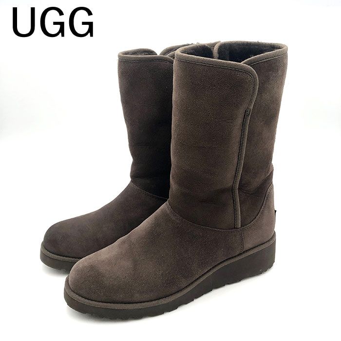 アグ UGG ムートンブーツ シープスキン 厚底 美シルエット ブラウン 茶